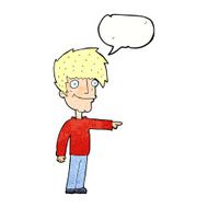 cartoon happy man pointing with speech bubble N66
