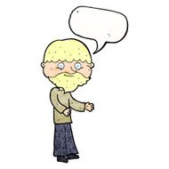 cartoon happy bearded man with speech bubble N11