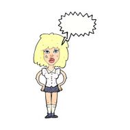 cartoon woman been in fight with speech bubble N11