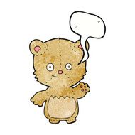 cartoon teddy bear waving with speech bubble N16