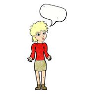 cartoon woman shrugging shoulders with speech bubble N528