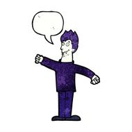 cartoon happy vampire with speech bubble N44