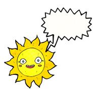 cartoon happy sun with speech bubble N14
