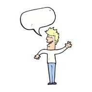 cartoon happy man waving with speech bubble N43
