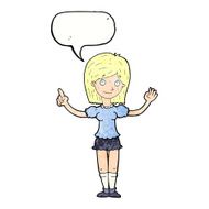 cartoon woman explaining idea with speech bubble N11