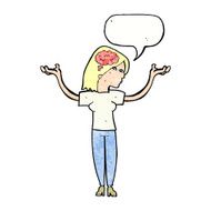 cartoon intelligent woman with speech bubble N22