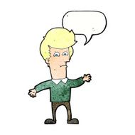 cartoon waving man with speech bubble N41