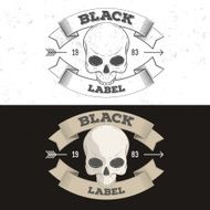 Retro vintage badge or logotype with skull N3