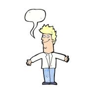 cartoon happy man with open arms speech bubble N11