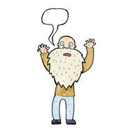 cartoon frightened old man with beard speech bubble N11