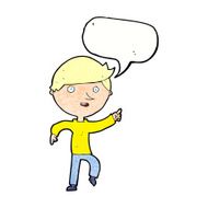 cartoon happy pointing with speech bubble N11