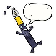 cartoon pen character with speech bubble N11
