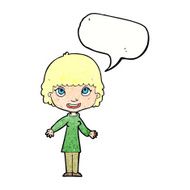 cartoon happy woman with speech bubble N272