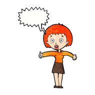 cartoon amazed woman with speech bubble N11