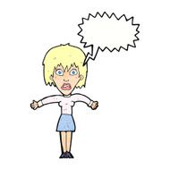 cartoon shocked woman with speech bubble N104