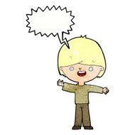 Cartoon happy boy with speech bubble N250