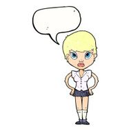 cartoon annoyed girl with speech bubble N21
