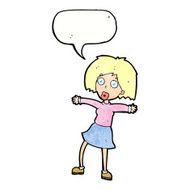 cartoon surprised woman with speech bubble N258