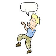 cartoon happy man doing funny dance with speech bubble N21
