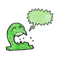 cartoon gross ghost with speech bubble N49