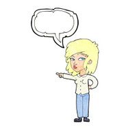 cartoon woman pointing with speech bubble N231