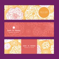 Vector warm day flowers horizontal banners set pattern background