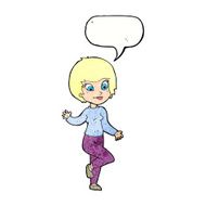 cartoon woman waving with speech bubble N356