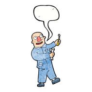 cartoon mechanic with speech bubble N10