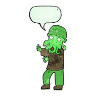 cartoon alien man with speech bubble N11