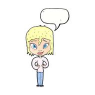 cartoon satisfied woman with speech bubble N10