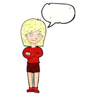 cartoon friendly girl rolling eyes with speech bubble N11