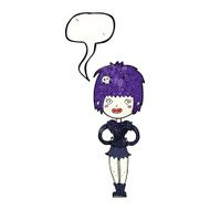 cartoon happy vampire girl with speech bubble N42