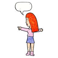cartoon woman pointing with speech bubble N232