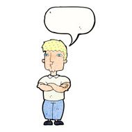 cartoon man with crossed arms speech bubble N32