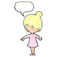 cartoon surprised woman with speech bubble N260
