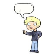 cartoon man pointing with speech bubble N210