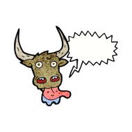 cartoon cow face with speech bubble N9