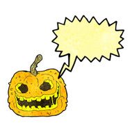cartoon spooky pumpkin with speech bubble N22