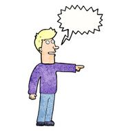 cartoon man pointing with speech bubble N211