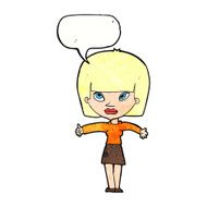cartoon woman giving thumbs up symbol with speech bubble N75