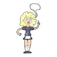 cartoon worried maid with speech bubble N11