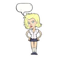 cartoon woman with hands on hips speech bubble N234