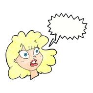 cartoon shocked female face with speech bubble N11