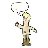 cartoon positive thinking man in rags with speech bubble N11