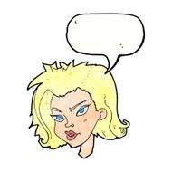 cartoon female face with speech bubble N166
