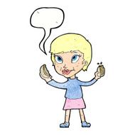 cartoon woman eating hotdogs with speech bubble N10