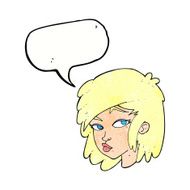 cartoon curious woman with speech bubble N63