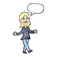 cartoon woman with no worries speech bubble N42