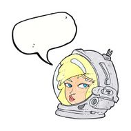 cartoon female astronaut with speech bubble N31