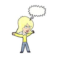 cartoon woman gesturing with speech bubble N31